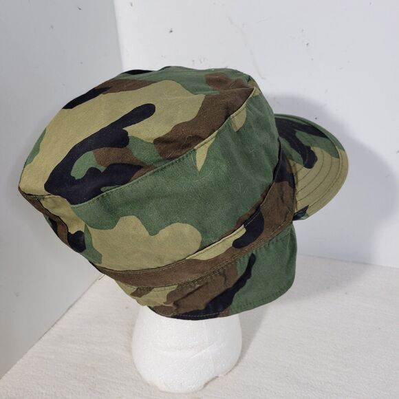 Vintage Military Hat Mens Size 7 1990s Woodland Camo Army Cap U.S. Camouflage - Picture 6 of 15